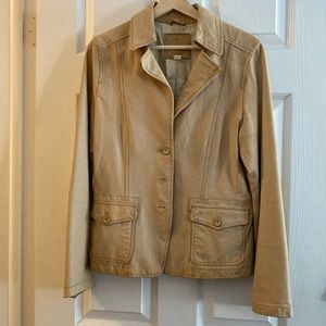Banana Republic distressed, natural leather blazer.